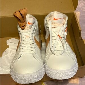 Nike White and Brown High-Top Sneakers